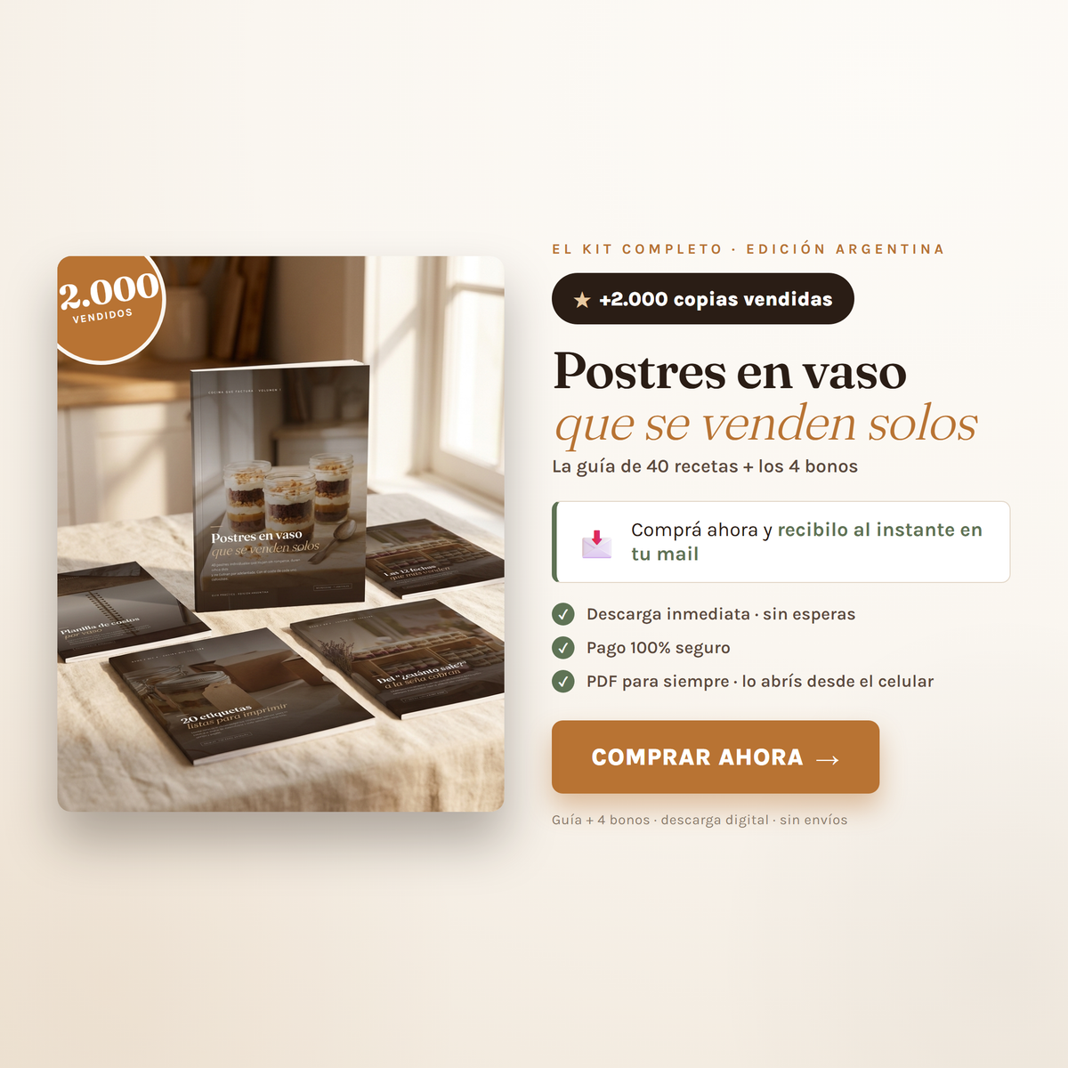 Postres en Vaso + 4 bonos + Mise en Place de regalo · Promo Emprende Ya!